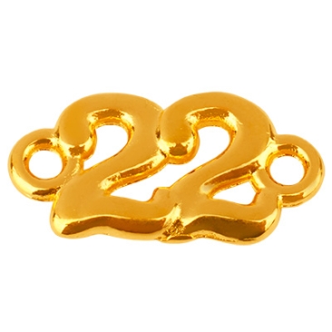 Connecteur de bracelet chiffre 22, 13x9 mm, doré