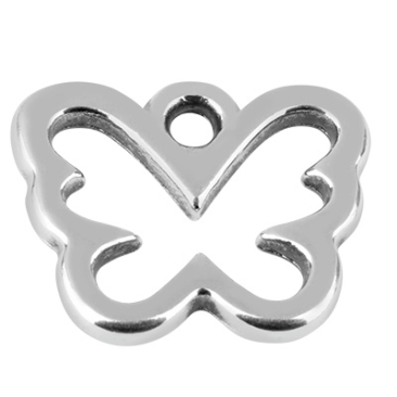 Metalen hanger vlinder, 14x11 mm, verzilverd