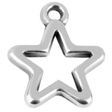 Metal pendant star, diameter 14 mm, silver-plated