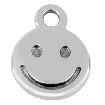 Metallanhänger Smiley, Durchmesser 8 mm, versilbert