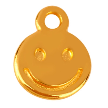 Metallanhänger Smiley, Durchmesser 8 mm, vergoldet