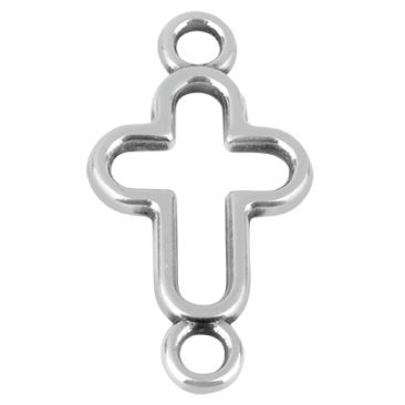 Metal pendant cross, 10x13 mm, silver plated
