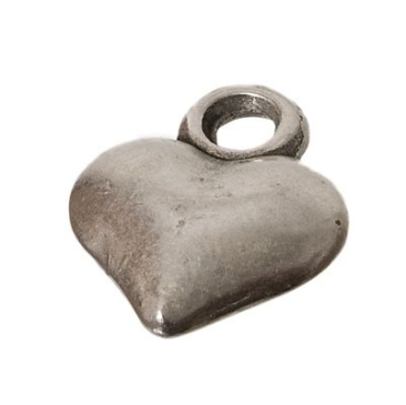 Metalen hanger hart, ca. 13 mm, verzilverd
