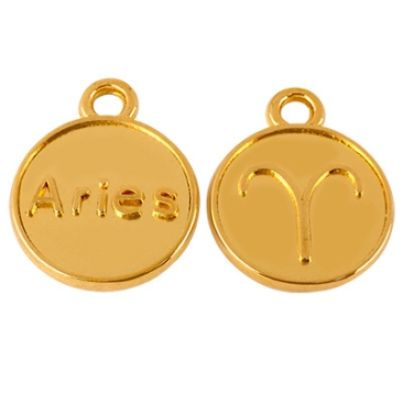 Metal pendant star sign Aries, diameter 12 mm, gold-plated