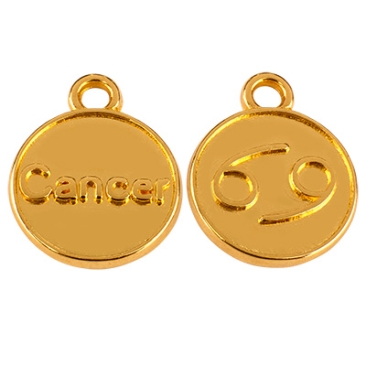 Metal pendant zodiac sign Cancer, diameter 12 mm, gold-plated