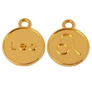 Pendentif métal signe du zodiaque lion, diamètre 12 mm, doré