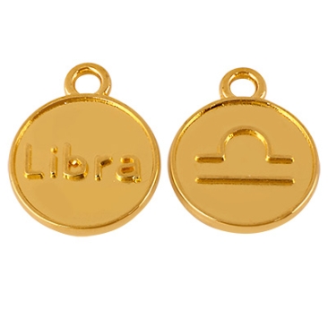 Metal pendant zodiac sign Libra, diameter 12 mm, gold-plated