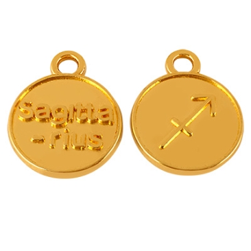 Metallanhänger Sternzeichen Schütze, Durchmesser 12 mm, vergoldet