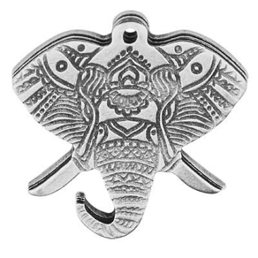 Metal pendant elephant, silver-plated, 22 x 20.5 mm