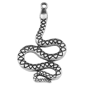 Metal pendant snake, silver-plated, 44 x 24.5 mm