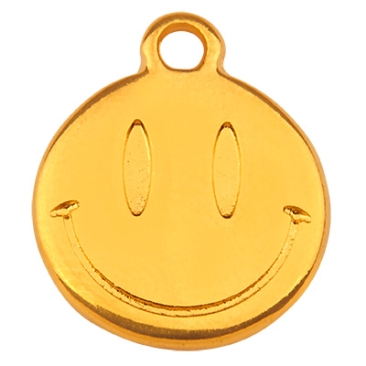 Metallanhänger Smiley, vergoldet, 15 x 12,5 mm