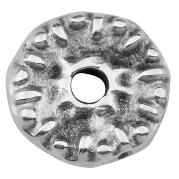 Metallperle Rondell, versilbert, 8,5 x 8,5 mm