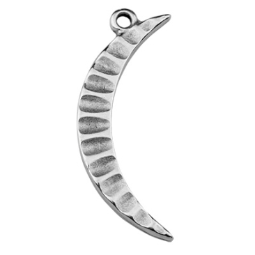 Metal pendant moon, silver-plated, 31 x 11.5 mm
