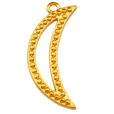Metal pendant moon,gold plated, 27 x 12,0 mm