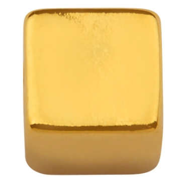 Metallperle Würfel, vergoldet, 5 x 5,0 mm