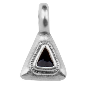 Metallanhänger Dreieck, versilbert, emailliert, 10,5 x 6,5 mm