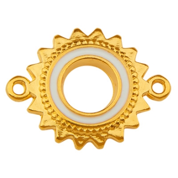 Bracelet connector sun, gold-plated, enamelled, 23 x 18.0 mm