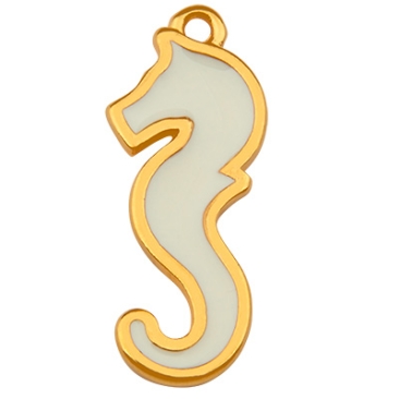 Metal pendant seahorse, gold-plated, vitraux, 25 x 10.0 mm