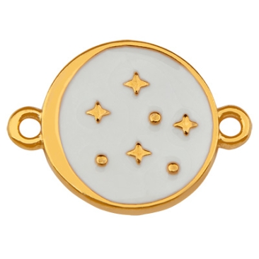 Starry sky bracelet connector, round, gold-plated, enamelled, 20.5 x 15.0 mm