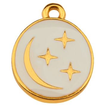 Metal pendant starry sky, oval, gold-plated, enamelled, 16 x 12.5 mm