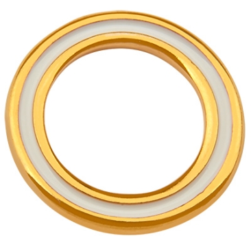 Metal pendant ring, diameter 20 mm, gold-plated, enamelled