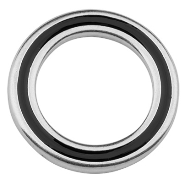 Metallanhänger Ring, Durchmesser 20 mm, versilbert, emailliert