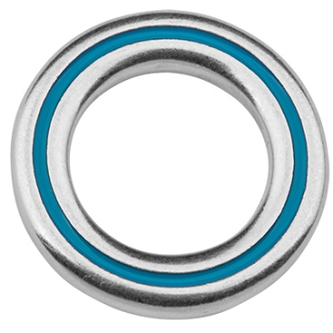 Pendentif métal anneau, diamètre 24 mm, argenté, émaillé