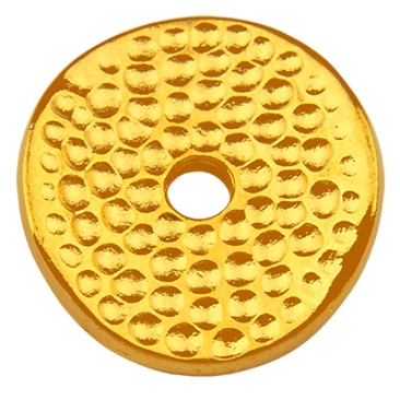 Perle métallique, disque, doré, 15 x 15,5 mm