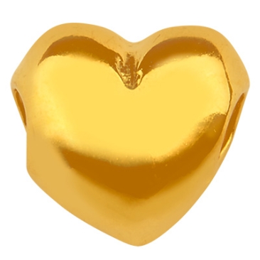 Perle métallique coeur, doré, 7,5 x 8,0 mm
