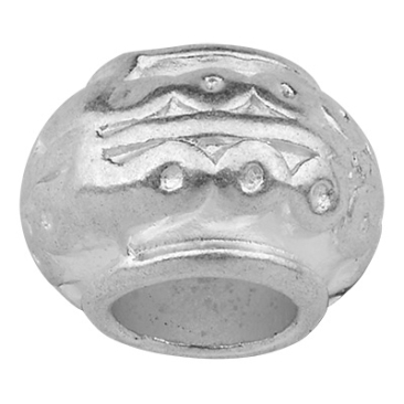 Perle en métal, argentée, 6,5 x 8,5 mm