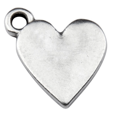 Metalen hanger hart, verzilverd, 10 x 9,5 mm