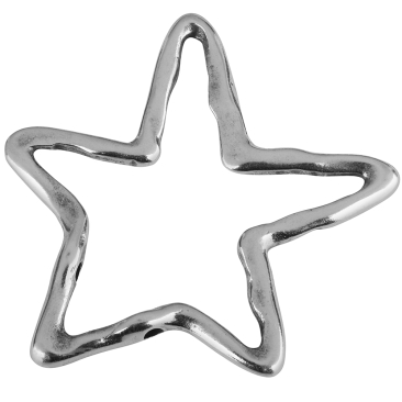Metallperle Stern, versilbert, ca. 15,0 x 8,5 mm