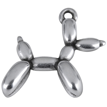 Metallanhänger Hund, versilbert, ca. 19,0 x 20,0 mm