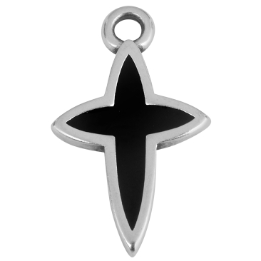 Metallanhänger Kreuz, versilbert, ca. 19,0 x 11,5 mm, emailliert