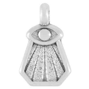 Metallanhänger Mini Charm Auge, 13 x 8 mm, versilbert