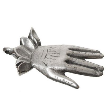 Metal pendant hand, approx. 42 mm, silver-plated