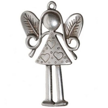 Metal pendant angel, maxi, approx. 79 mm, silver-plated