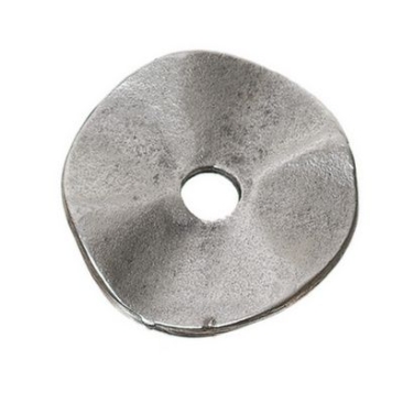 Metalen kraal schijf gegolfd, ca. 18 mm, verzilverd