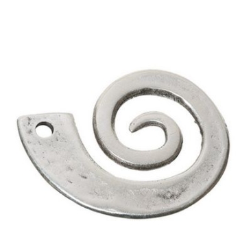 Metal pendant spiral, approx. 35 mm, silver-plated