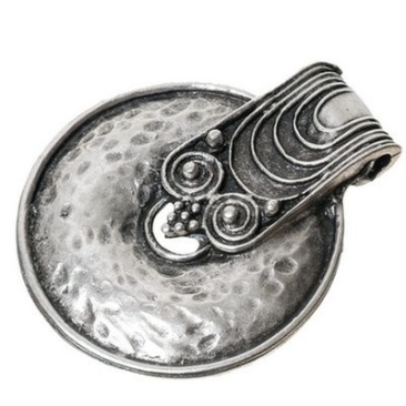 Metal pendant,large disc, approx. 41mm, silver plated