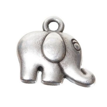 Metal pendant, elephant, approx. 21 mm, silver-plated