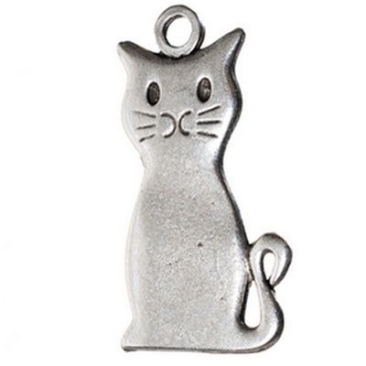 Metal pendant cat, approx. 46 mm, silver-plated