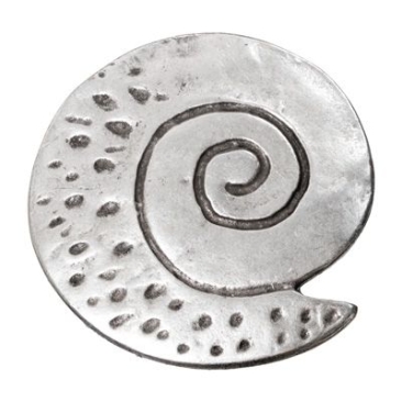 Pendentif métal escargot, environ 42 mm, argenté