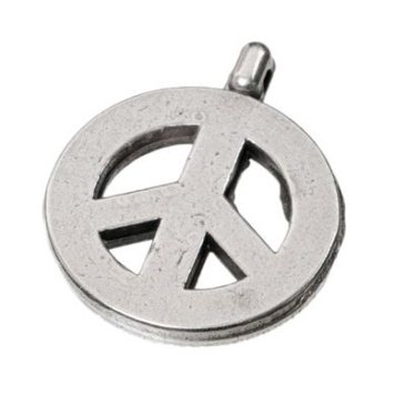 Metal pendant Peace, approx. 18 mm, silver-plated