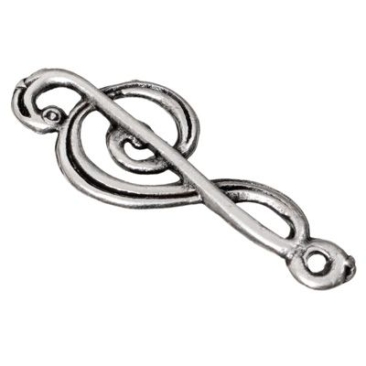 Metal pendant clef, approx. 27 mm x 11 mm, silver-plated