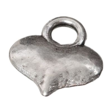 Metalen hanger hart, ca. 10 mm x 9 mm, verzilverd