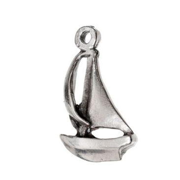 Metal pendant sailing boat, approx. 23 mm x 15 mm, silver-plated