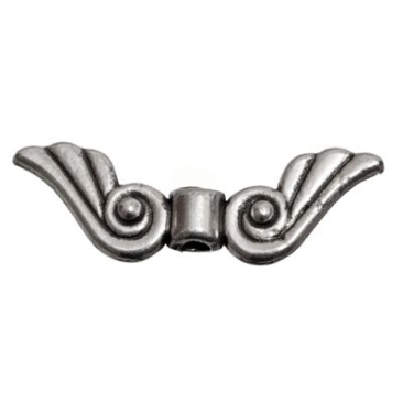 Perle métallique aile, env. 9 x 27, 5 mm, argentée