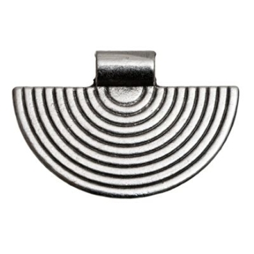 Metal pendant semicircle, approx. 34 x 17 mm, silver-plated