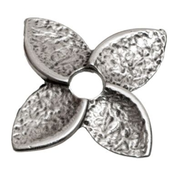 Metal element flower, approx. 33.5 mm, silver-plated